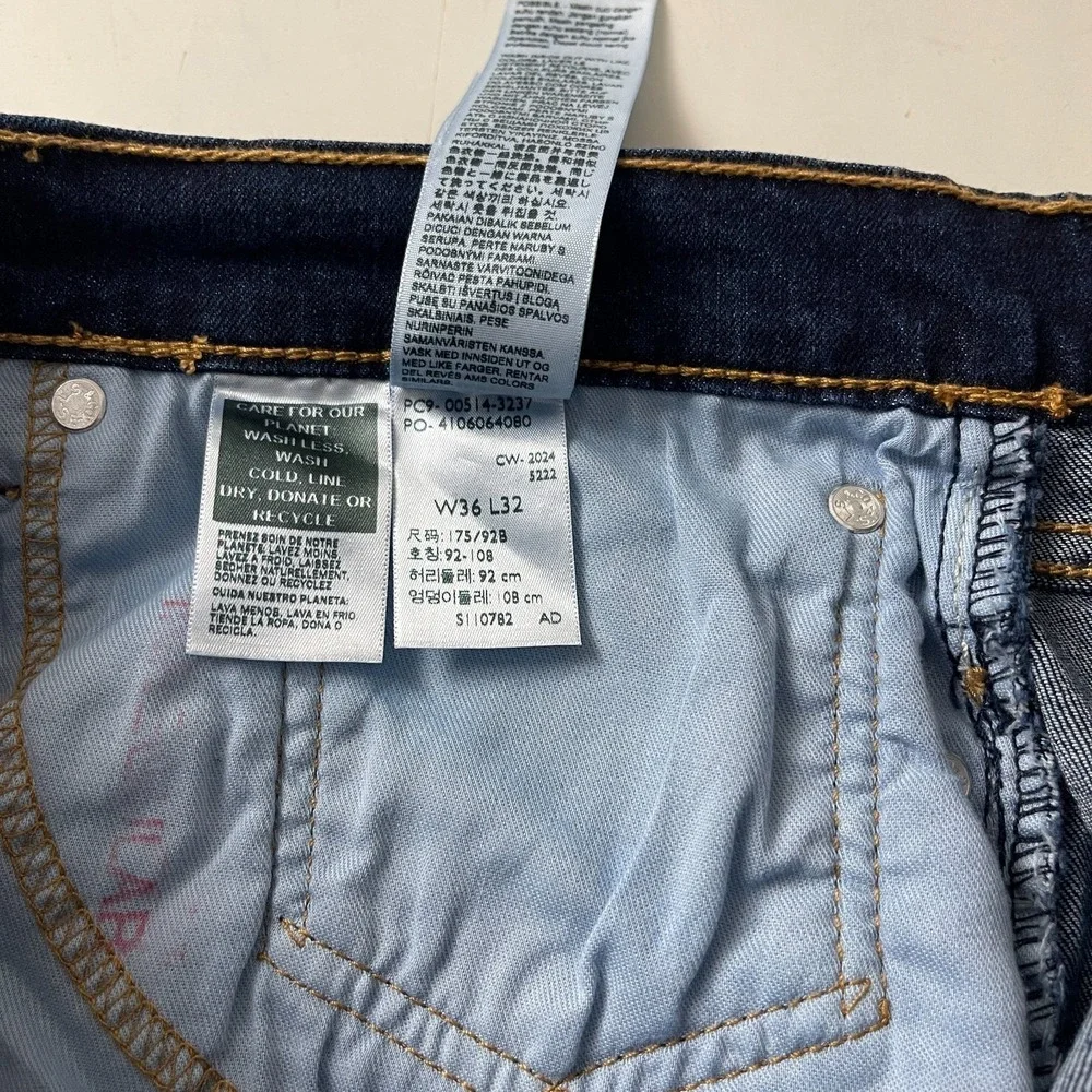 Levis 514 Jeans Mens 36x32 Blue Straight Dark Wash Denim Grunge Cowboy Work Rock